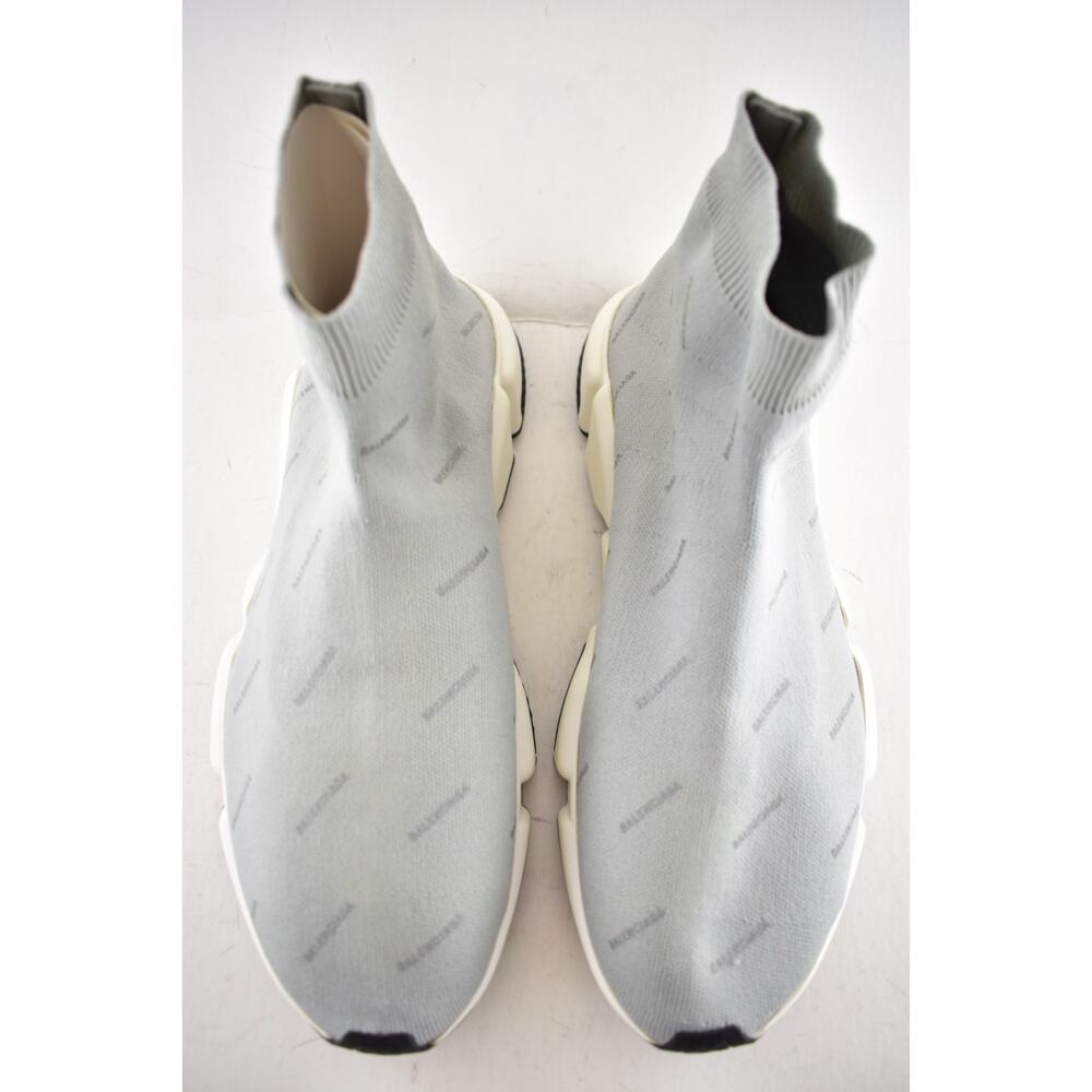 Balenciaga Mens Speed Sock Grey Reflective All Over Logo High Top Sneaker 44 11 - Picture 8 of 12